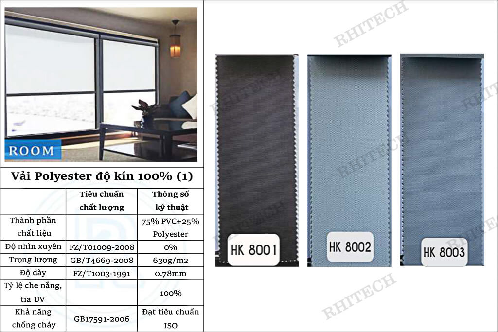 Vải Polyester độ kín 100% - Bảng 1